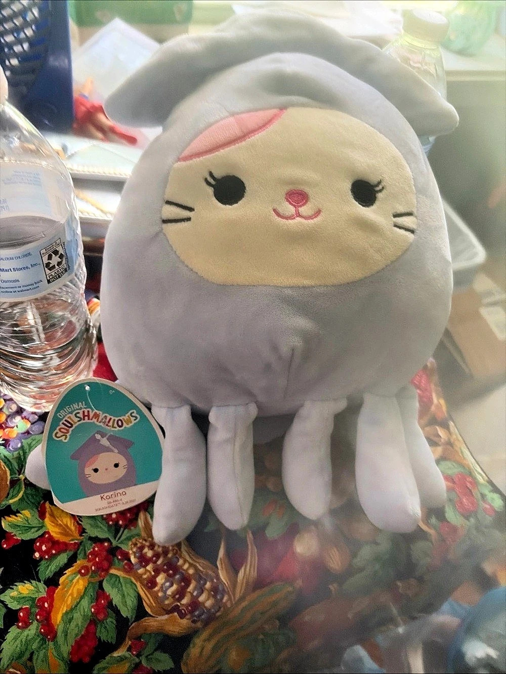 Squishmallows Karina the Cat in Squid Costume Plush Purple & Pink